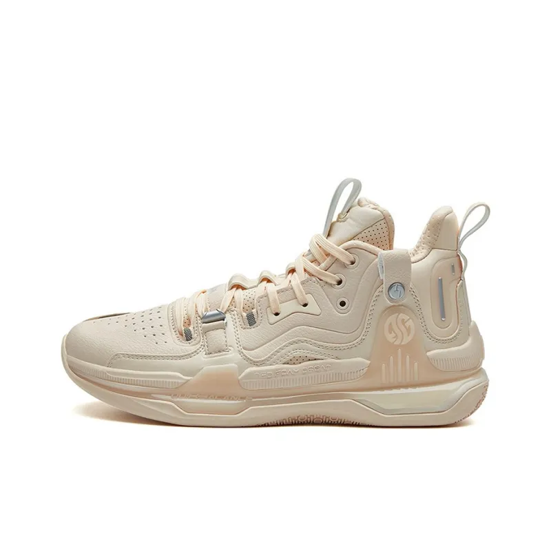 361° AG 1 Anti-Slip Wear-Resistant Mid-Top Basketball Shoes Silver White-0