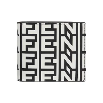 FENDI Leather Wallet Regular Unisex Black/White
