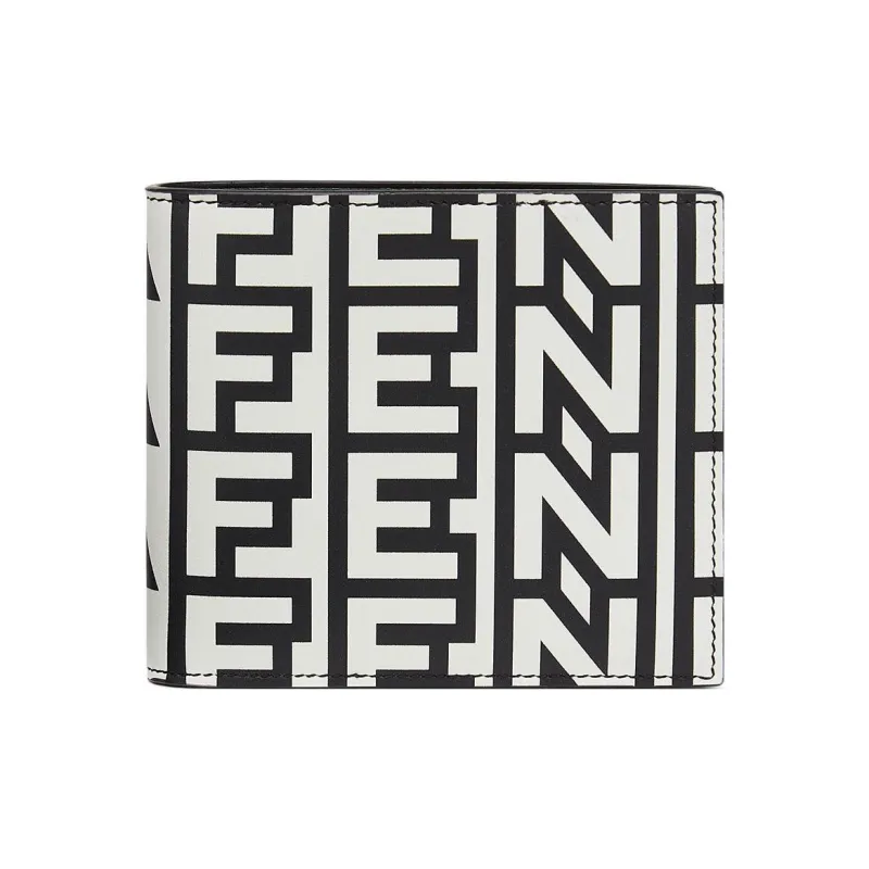 FENDI Leather Wallet Regular Unisex Black/White-0