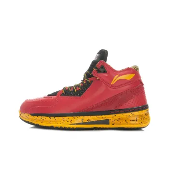 LiNing WOW 2 Rebound And Wear resistant Mid Top Basketball Shoes Men's Red Yellow Gray