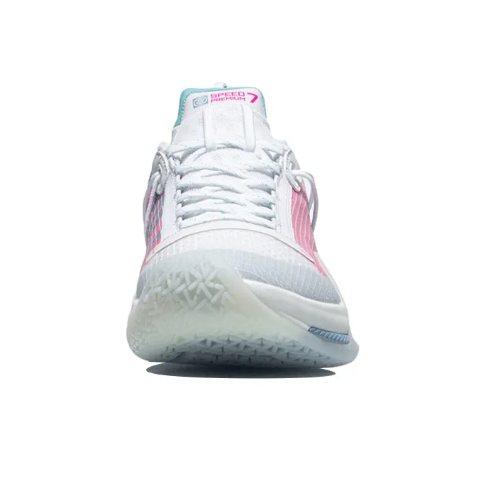 LINING Blitz 7 Premium Basketball Shoes Men Low Top White/Blue/Pink-2