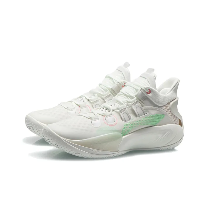 LiNing SONIC 9 Low Slip-Resistant Cushioning Wear-Resistant Low-Top Basketball Shoes Ivory-2