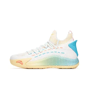 PECHOIN x Anta Cushioning Anti Slip And Wear Resistant Mid Top Performance Basketball Shoes Women's White Yellow Blue