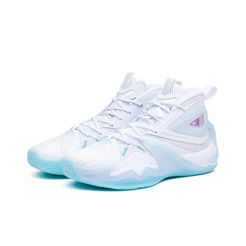 XTEP Battle 1.0 Basketball Shoes Men Mid Top New White/Foam Blue-2