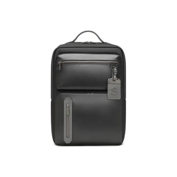 SAMSONITE Cow Leather Laptop Backpack Regular Men's Black-0