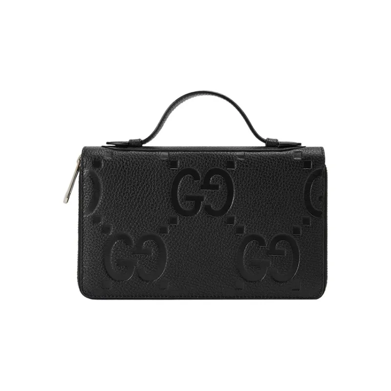 GUCCI Leather Document Bag Travel Bag Men's Black-2