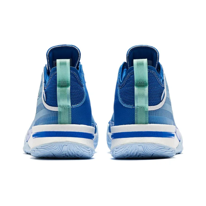 QIAODAN Wind Blade 3PRO Anti Slip And Wear Resistant Lightweight Mid Top Basketball Shoes Men's White Blue-3
