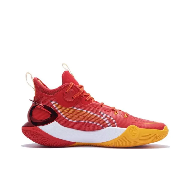 LiNing SONIC 10 Ultra Cushioning Anti-Slip And Wear-Resistant Mid-Top Basketball Shoes Bright Neon Red-1
