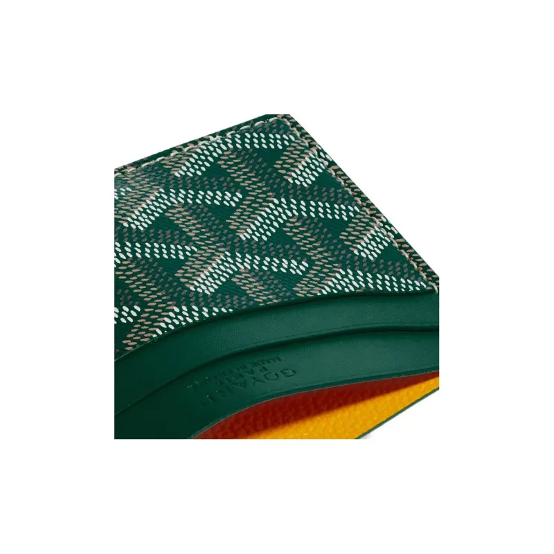 GOYARD Saint-Sulpice Canvas With Leather Dog's Teeth Card Clip Card Holder Unisex Green-2