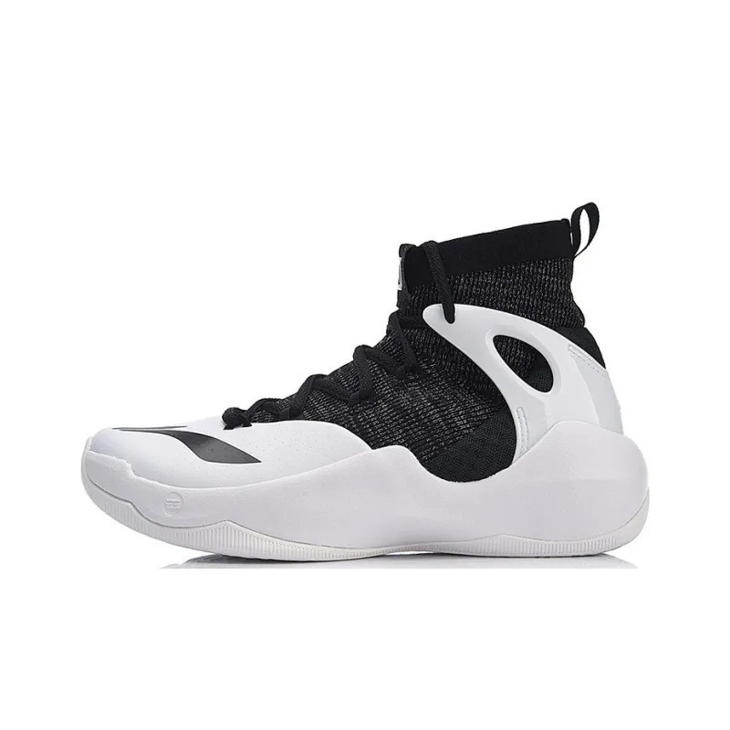 LiNing SONIC 6 V2 Cushioning Anti-Slip And Wear-Resistant High-Top Basketball Shoes Black White-0