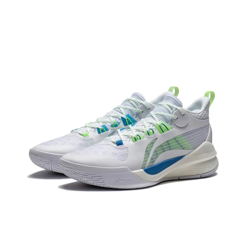 LINING Sonic 10 Team Basketball Shoes Men Mid Top Standard White/Neon Green-2