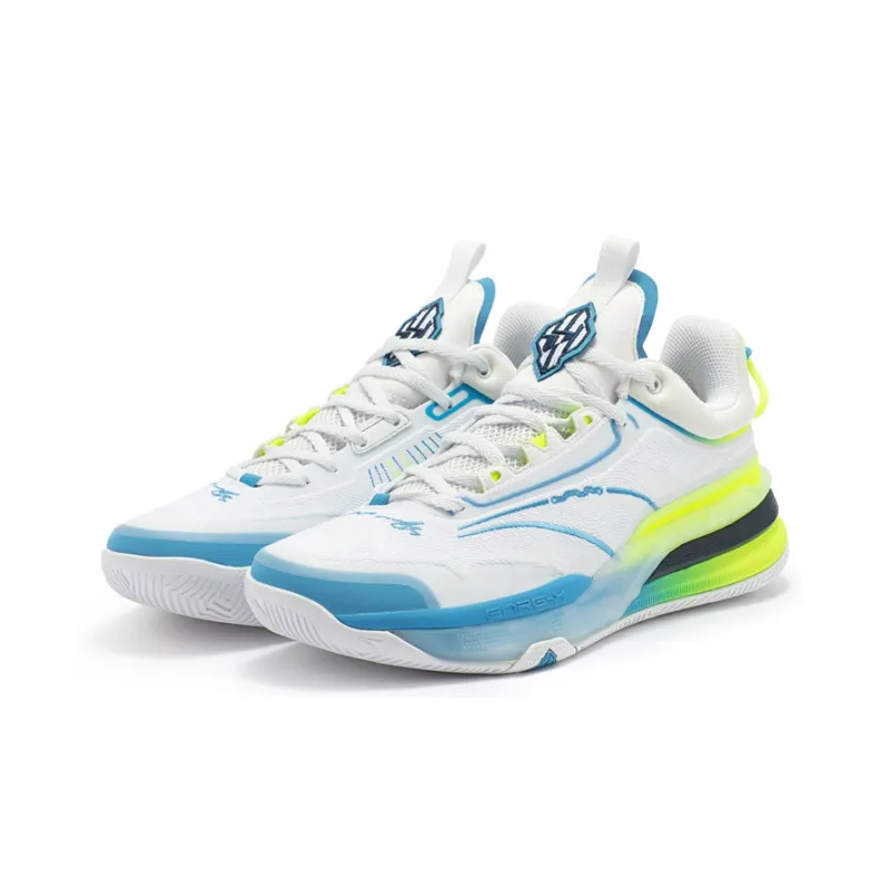 361° DVD1 Basketball Shoes Men Low Top White/Blue/Green-2