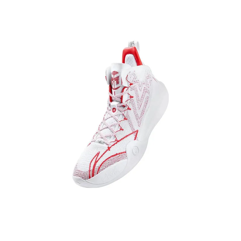 LiNing CJ-1 CJ 1 Wear-Resistant Slip-Resistant Cushioning Mid-Top Performance Basketball Shoes White Red-2