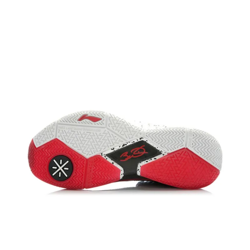 LiNing WOW 3 Mid Top Basketball Shoes Men's Black Red White-4