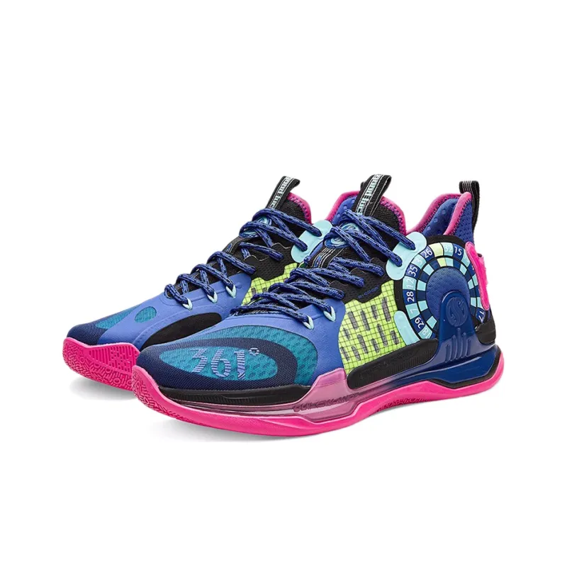 361° AG 1 SE Cushioning Anti Slip And Wear Resistant Coverage Support Mid Top Basketball Shoes Men's Blue Pink-2