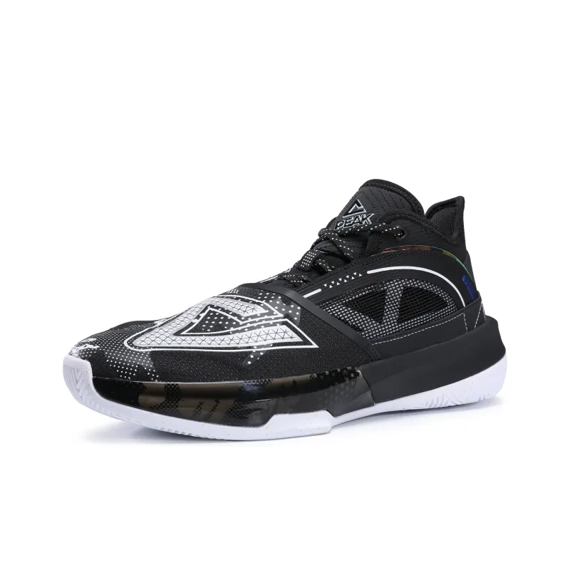 PEAK State Extremely Large Triangle 1.0 Basketball Shoes Men Mid Top Black/All White-2