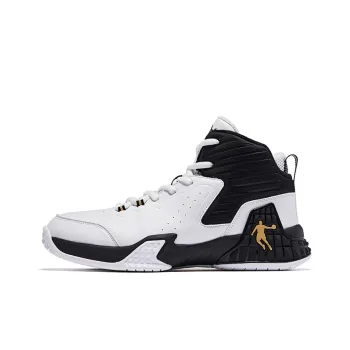 QIAODAN Grinding 1 Basketball Shoes Men High Top Black White