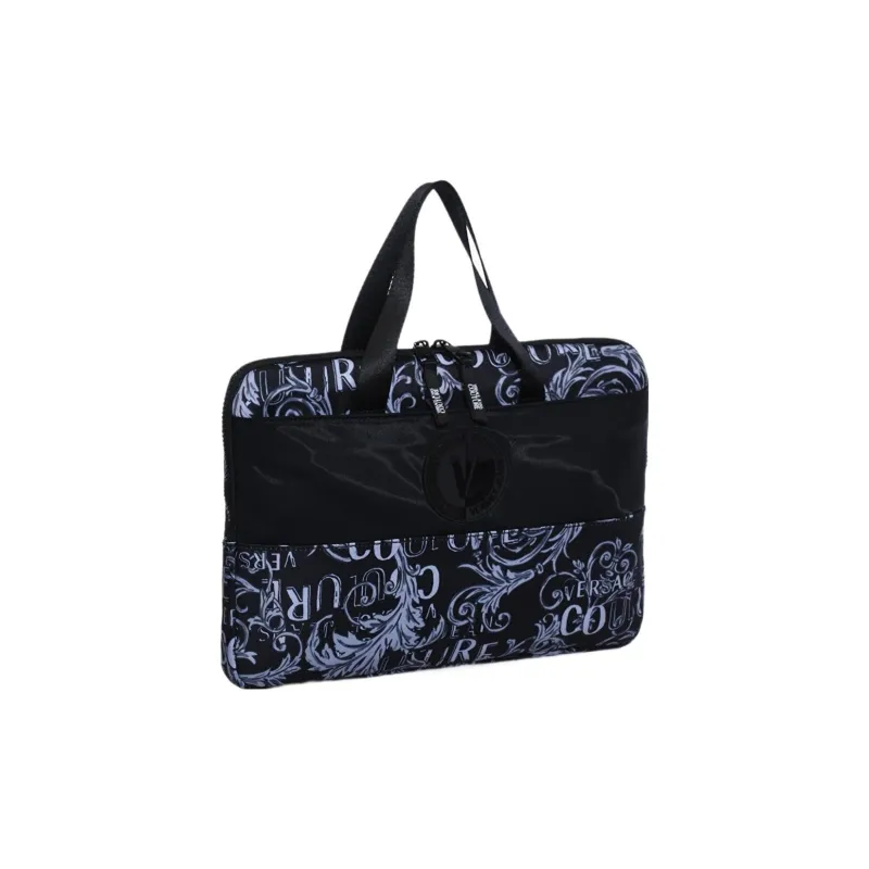 VERSACE JEANS COUTURE Canvas Laptop Bag, Shoulder Bag, Crossbody Bag, Handbag Regular Unisex Black-1