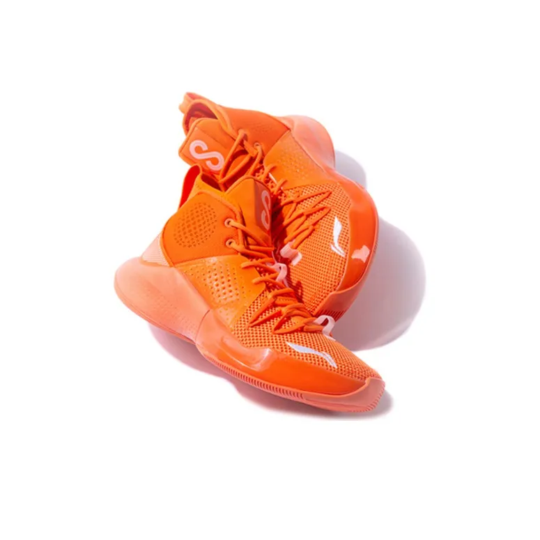 LiNing SONIC 8 Anti Slip Wear Resistant High Top Basketball Shoes Men's Carrot Orange-4
