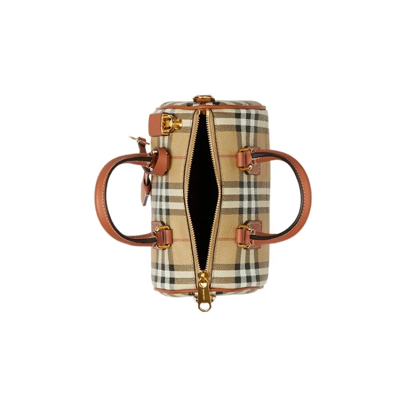 Burberry Check Mini Bowling Bag Archive Beige/Briar Brown-3