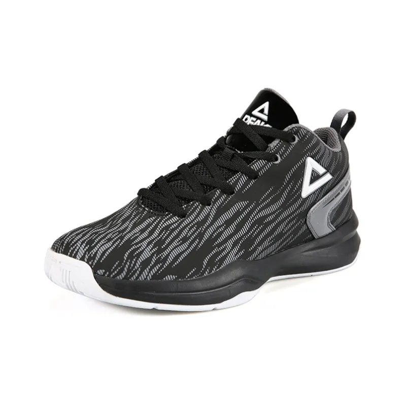 PEAK Glow In The Dark Cushioning Anti Slip And Wear Resistant Mid Top Performance Basketball Shoes Men's Black Gray-2