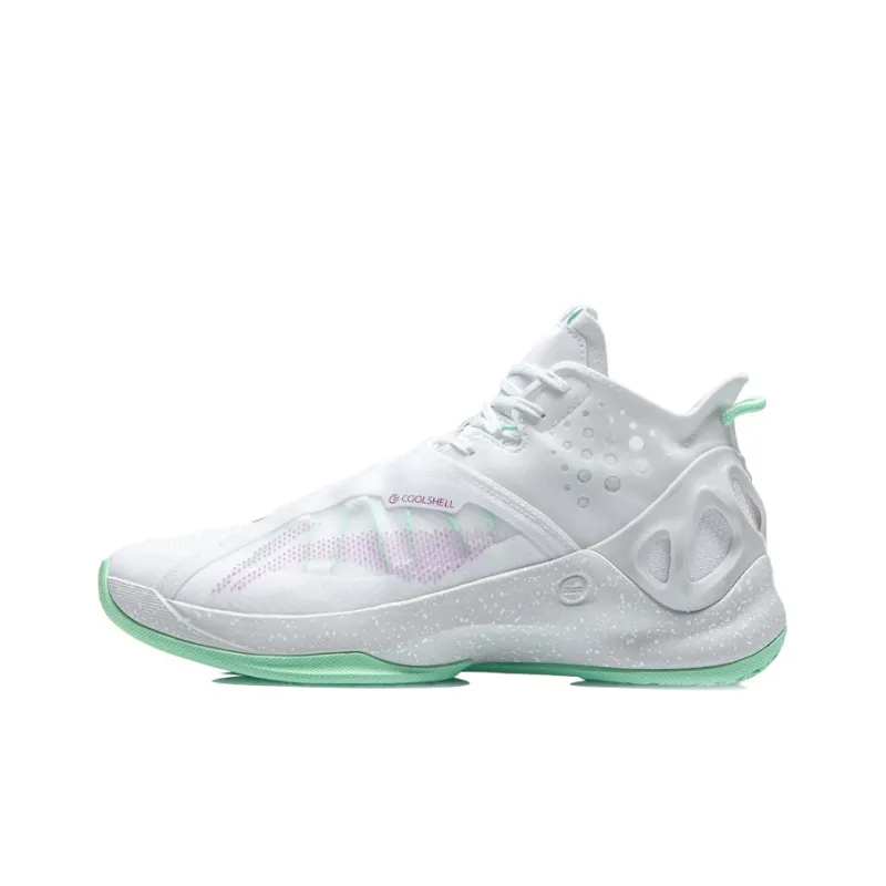 LINING Cicada Wing Basketball Shoes Men Mid Top White/Green-0