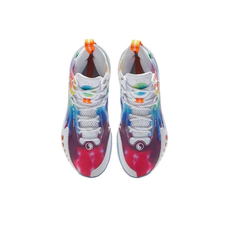 LiNing Shadow 3 Cushioning Anti Slip And Wear Resistant Low Top Basketball Shoes Men's White Rainbow-3