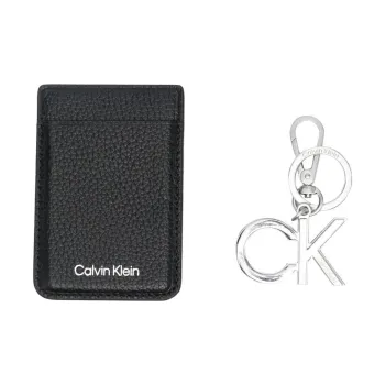 CK/Calvin Klein Grained Calfskin Wallets Card Holders Men's Black