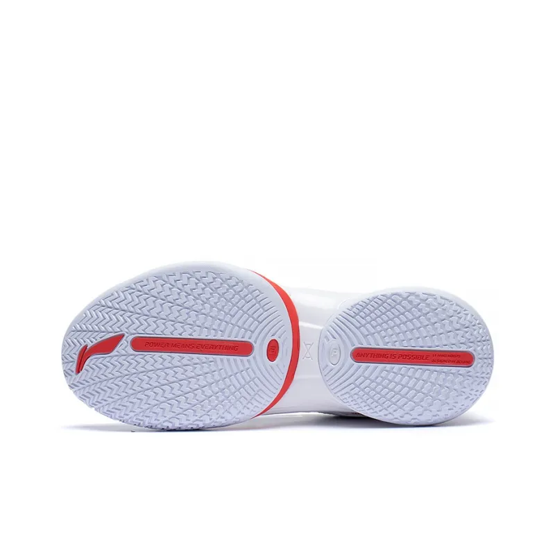 LINING Power Basketball Shoes Men Mid Top Standard White/Black/Red-3