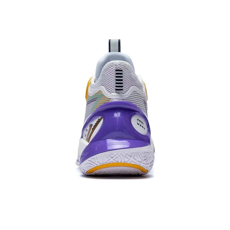LiNing SONIC 10 Ultra Abrasion Resistant Breathable Mid Top Basketball Shoes Men's White Purple-5