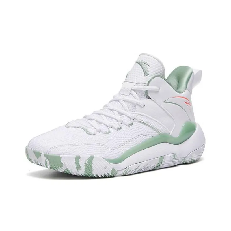 Anta Laser 4 Cushioning Anti Slip And Wear Resistant Mid Top Basketball Shoes Men's White-1