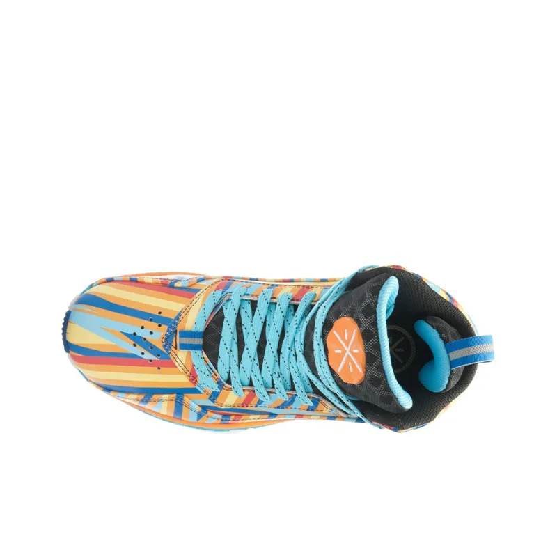 LiNing Cushioning Anti Slip And Wear Resistant Coverage Balance High Top Basketball Shoes Unisex Blue Multicolor-2