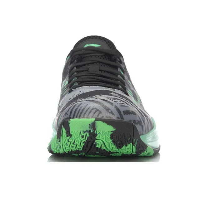 LiNing Night Stalker Cushioning Breathable Low Top Basketball Shoes Men's Green Gray Black-3