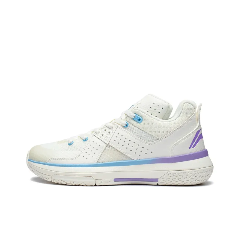 LiNing All City 5 Anti Slip Wear Resistant Mid Top LI NING CLOUD/LINING Cloud Basketball Shoes Men's White Blue Purple-0