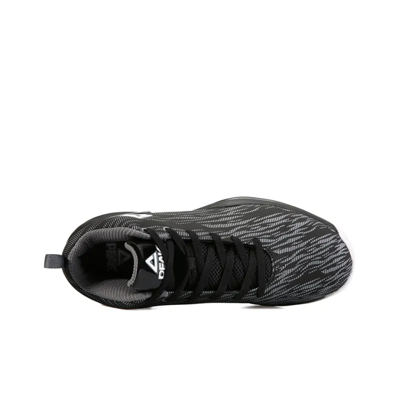 PEAK Glow In The Dark Cushioning Anti Slip And Wear Resistant Mid Top Performance Basketball Shoes Men's Black Gray-3