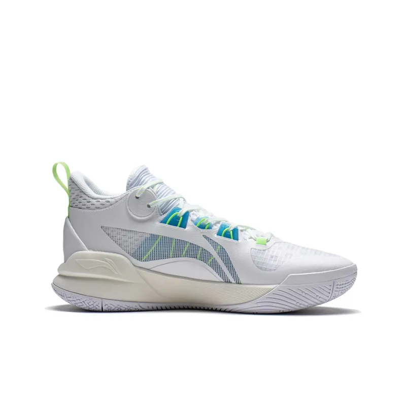 LINING Sonic 10 Team Basketball Shoes Men Mid Top Standard White/Neon Green-1