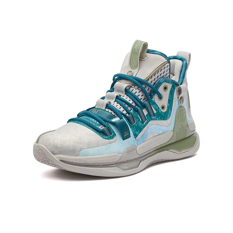 361° AG1 Pro Basketball Shoes Men Mid Top 4U Gray/Galaxy Green-1