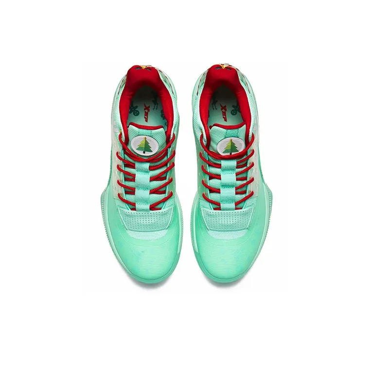 XTEP Levitation 4 Jlin Combat Boots Low Top Basketball Shoes Men's Green Red-2