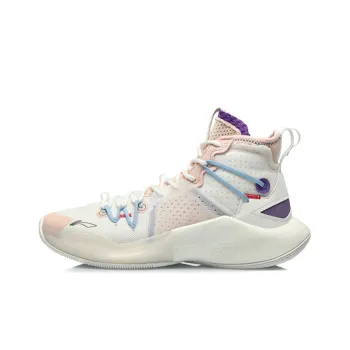 LiNing SONIC 8 Anti Slip Wear Resistant High Top Basketball Shoes Men's Pink White