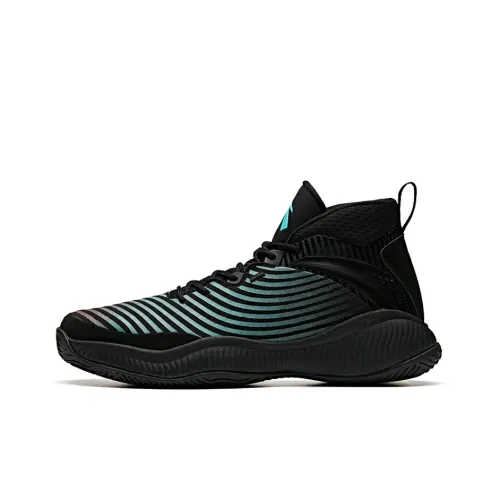 ANTA Basketball Shoes Men High-Top Black/Glowing Aqua/Raspberry Red