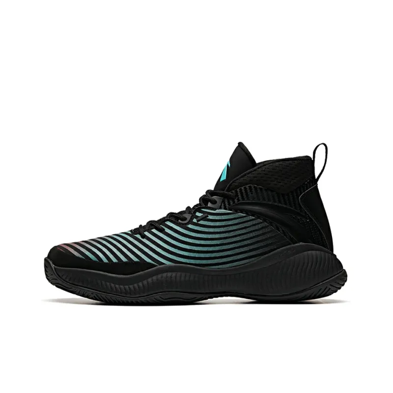 ANTA Basketball Shoes Men High Top Black/Fluorescent Aqua/Raspberry Red-0