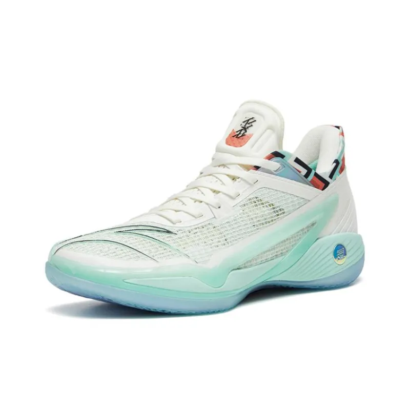 Anta Lighthearted 4 Crazy 4 Dragon Rising Anti Slip Wear Resistant Low Top Basketball Shoes Men's White Mint Green-1
