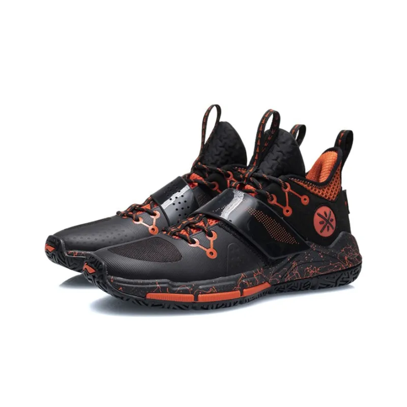 LiNing Wade Block Cushioning Anti Slip And Wear Resistant Coverage Support Low Top Basketball Shoes Black Orange-2