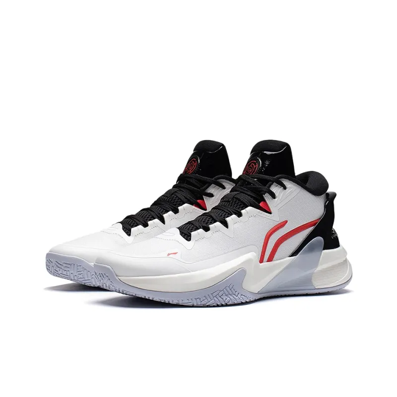 LiNing Speed High Cushioning Anti-Slip And Wear-Resistant High-Top Performance Basketball Shoes White Black Red-2