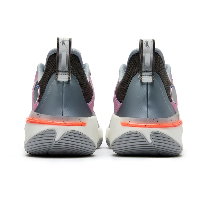 QIAODAN FE1.0 Engine Anti Slip And Wear Resistant Lightweight Rebound Low Top Basketball Shoes Men's Gray Purple-3