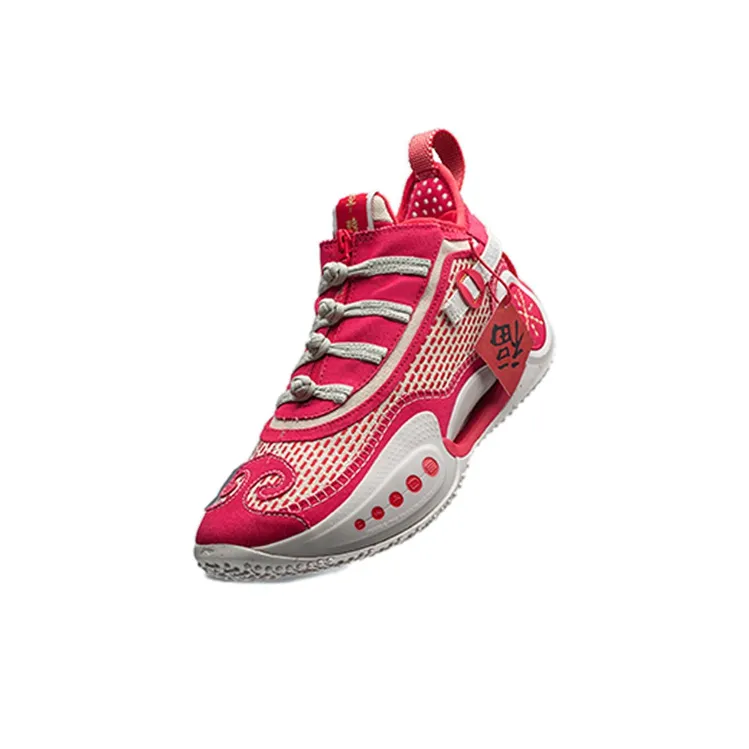 LiNing WOW 9 Wear Resistant Slip Resistant Mid Top Performance Basketball Shoes Men's Achieve Red-1
