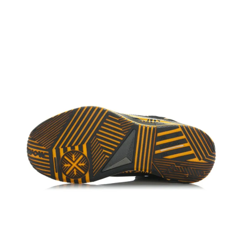 LiNing WOW 2 Cushioning Wear Resistant Rebound Low Top Basketball Shoes Men's Black Yellow-4