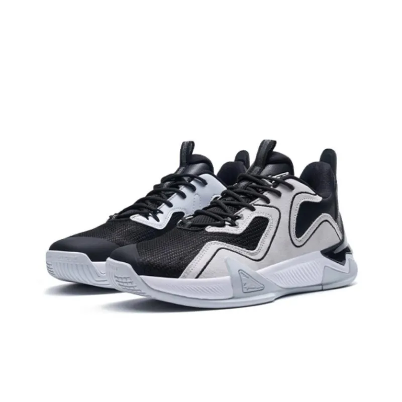 XTEP Flying Shark V3 Cushioned Slip Resistant Abrasion Resistant Low Top Basketball Shoes Black Gray-2