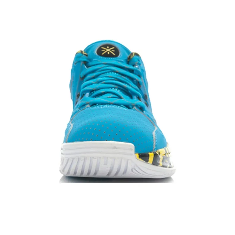 LiNing WOW 2 Cushioning Breathable Wear Resistant Mid Top Basketball Shoes Men's Black Yellow Blue-2