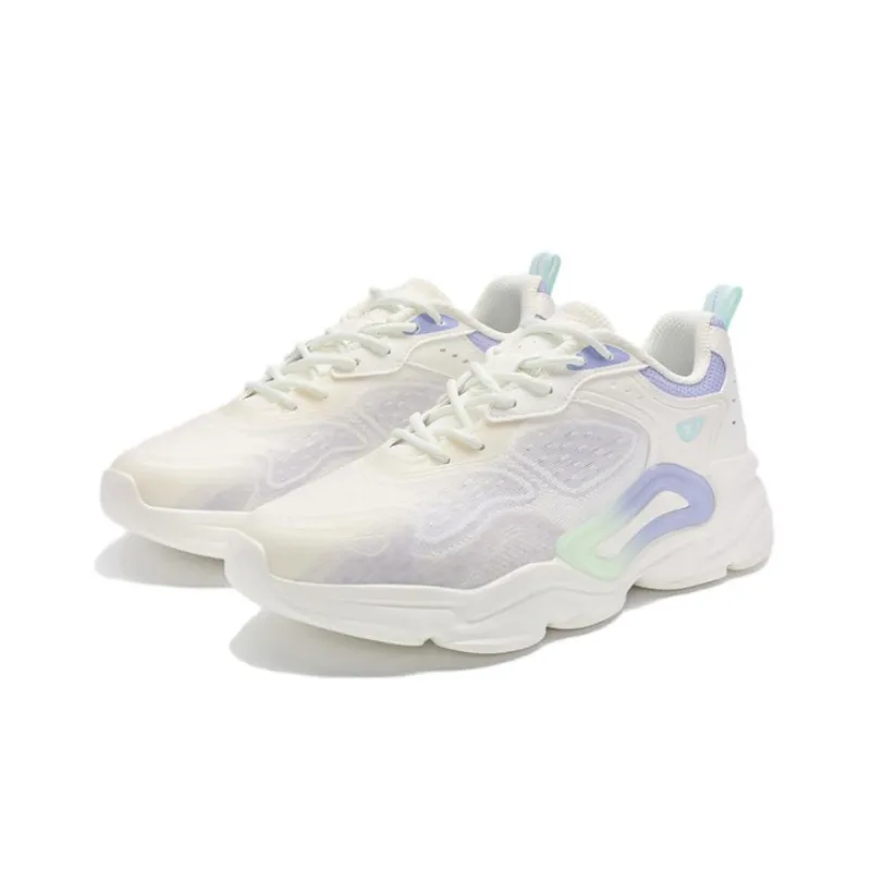 XTEP Nomadic Anti Slip And Wear Resistant Breathable Low Top Sports Casual Shoes Women's White Cyan Purple-2